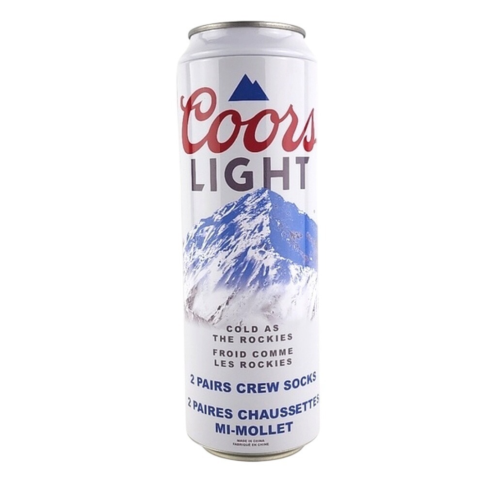 NWT 2 Pairs Crew Socks Red White Novelty Coors Lite Beer Can Gift Size 8-12